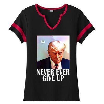 TRUMP MUGSHOT Ladies Halftime Notch Neck Tee