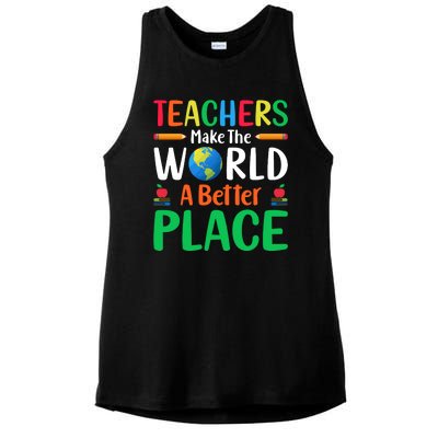 Teachers Make The World A Better Place Ladies PosiCharge Tri-Blend Wicking Tank