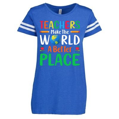 Teachers Make The World A Better Place Enza Ladies Jersey Football T-Shirt