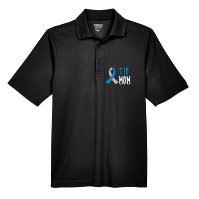 T1D mom type 1 diabetes awareness blue ribbon  gift Men's Origin Performance Piqué Polo