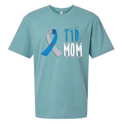 T1D mom type 1 diabetes awareness blue ribbon  gift Sueded Cloud Jersey T-Shirt