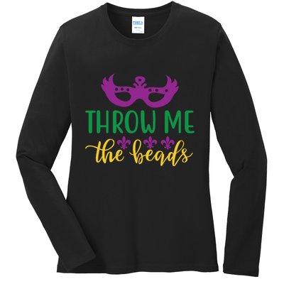 Throw Me The Beads Ladies Long Sleeve Shirt