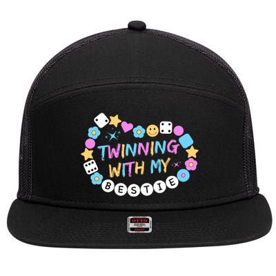 Twin Matching Twins Day Friend Twinning With My Bestie Twin 7 Panel Mesh Trucker Snapback Hat