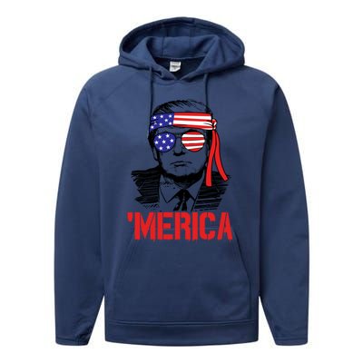 Trump Merica Trump 2020 Presidential Swag Gift Performance Fleece Hoodie