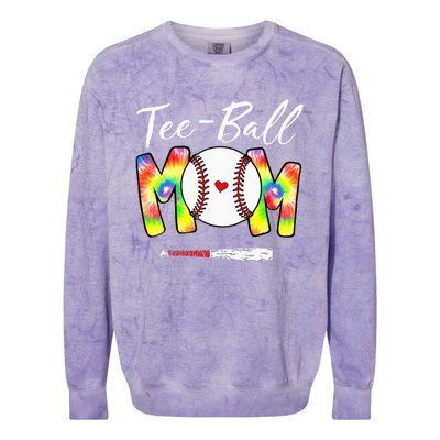 Teeball Mom Tie Dye Funny Ball Mom Mother's Day Colorblast Crewneck Sweatshirt