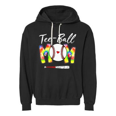 Teeball Mom Tie Dye Funny Ball Mom Mother's Day Garment-Dyed Fleece Hoodie