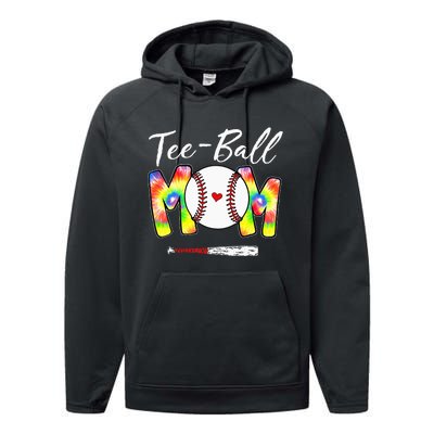 Teeball Mom Tie Dye Funny Ball Mom Mother's Day Performance Fleece Hoodie