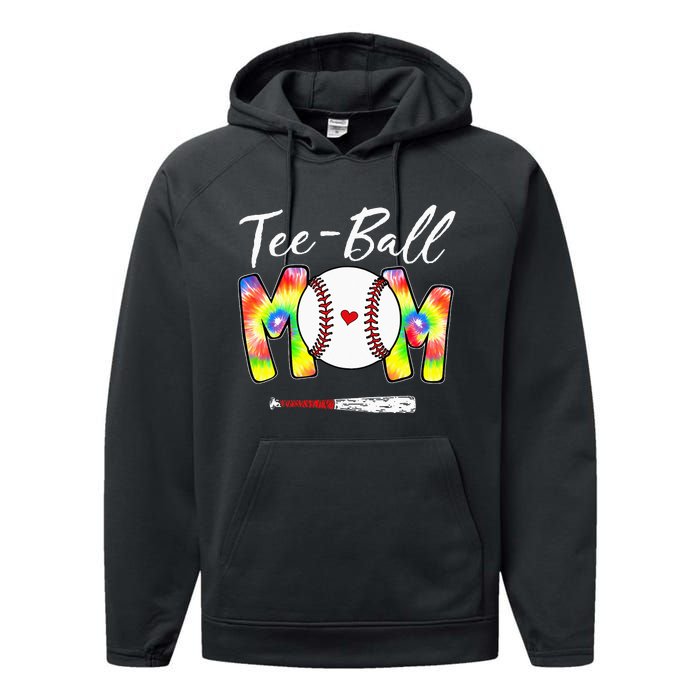 Teeball Mom Tie Dye Funny Ball Mom Mother's Day Performance Fleece Hoodie