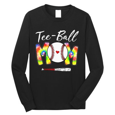 Teeball Mom Tie Dye Funny Ball Mom Mother's Day Long Sleeve Shirt