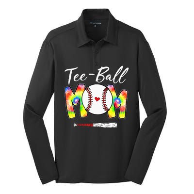 Teeball Mom Tie Dye Funny Ball Mom Mother's Day Silk Touch Performance Long Sleeve Polo