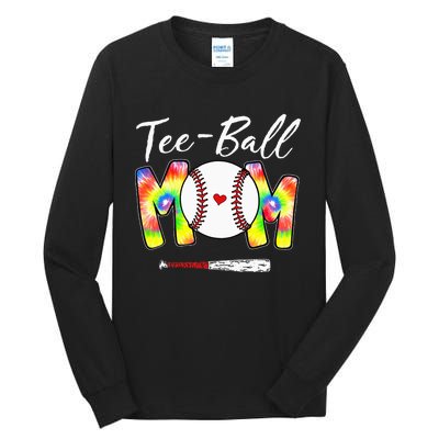 Teeball Mom Tie Dye Funny Ball Mom Mother's Day Tall Long Sleeve T-Shirt