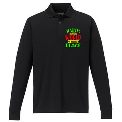 Teachers Make The World A Better Place Performance Long Sleeve Polo