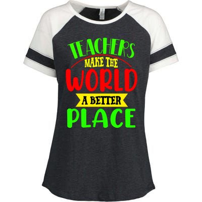 Teachers Make The World A Better Place Enza Ladies Jersey Colorblock Tee