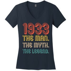 The Man The Myth The Legend 1933 90th Birthday Women's V-Neck T-Shirt