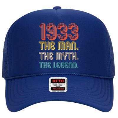 The Man The Myth The Legend 1933 90th Birthday High Crown Mesh Back Trucker Hat