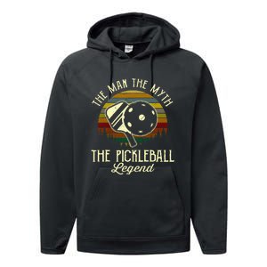 The Man The Myth The Pickleball Legend Performance Fleece Hoodie