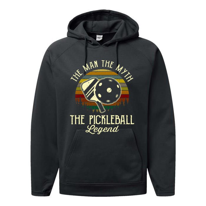 The Man The Myth The Pickleball Legend Performance Fleece Hoodie