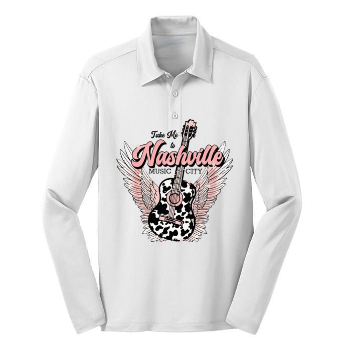 Take Me To Nashville Nashville Tennessee Silk Touch Performance Long Sleeve Polo