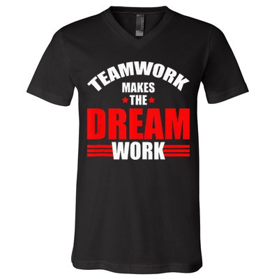 Teamwork Makes The Dream Work Team Crew Building V-Neck T-Shirt