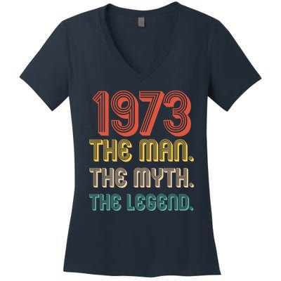 The Man The Myth The Legend 1973 50th Birthday Women's V-Neck T-Shirt