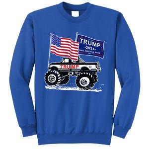 Trump Monster Truck Rally Trump Flag Trump 2024 Great Gift Tall Sweatshirt