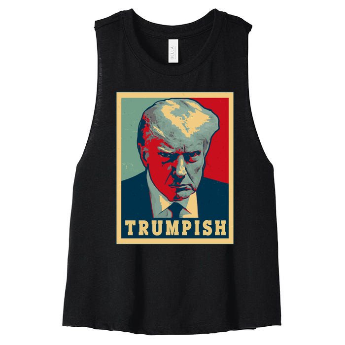 Trumpish Mugshot Vintage Poster Women's Racerback Cropped Tank