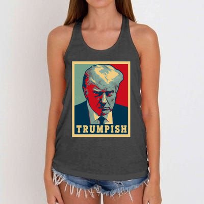 Trumpish Mugshot Vintage Poster Women's Knotted Racerback Tank