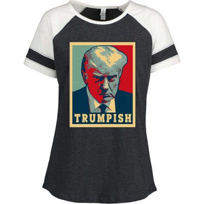 Trumpish Mugshot Vintage Poster Enza Ladies Jersey Colorblock Tee