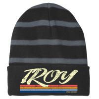 Troy Michigan Vintage Striped Beanie with Solid Band