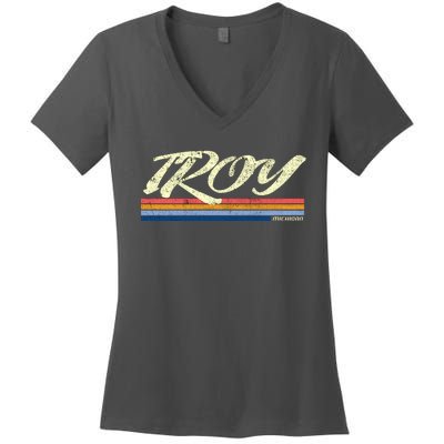 Troy Michigan Vintage Women's V-Neck T-Shirt