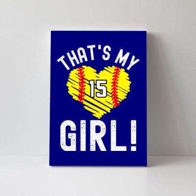 ThatS My Vintage Number #15 Heart Softball Mom Dad Gift Canvas