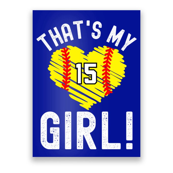 ThatS My Vintage Number #15 Heart Softball Mom Dad Gift Poster