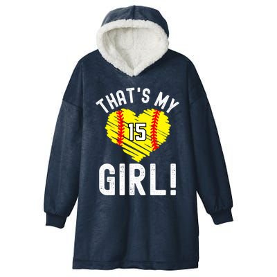 ThatS My Vintage Number #15 Heart Softball Mom Dad Gift Hooded Wearable Blanket