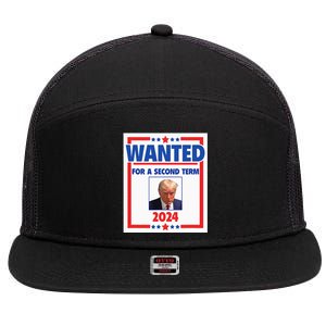 Trumps Mugshot Wanted For A Second Term 2024 President 7 Panel Mesh Trucker Snapback Hat