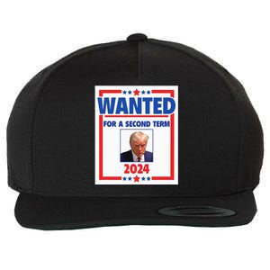 Trumps Mugshot Wanted For A Second Term 2024 President Wool Snapback Cap