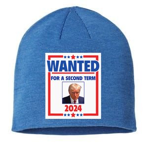 Trumps Mugshot Wanted For A Second Term 2024 President Sustainable Beanie