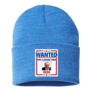 Trumps Mugshot Wanted For A Second Term 2024 President Sustainable Knit Beanie