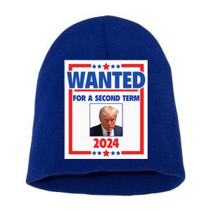 Trumps Mugshot Wanted For A Second Term 2024 President Short Acrylic Beanie