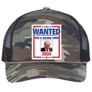 Trumps Mugshot Wanted For A Second Term 2024 President Retro Rope Trucker Hat Cap