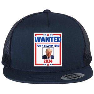 Trumps Mugshot Wanted For A Second Term 2024 President Flat Bill Trucker Hat