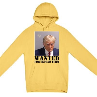 Trump Mugshot Wanted For Second Term Premium Pullover Hoodie