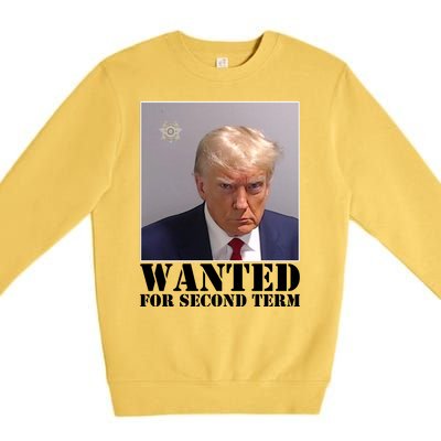 Trump Mugshot Wanted For Second Term Premium Crewneck Sweatshirt