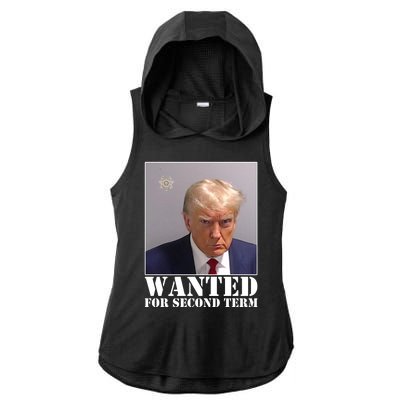 Trump Mugshot Wanted For Second Term Ladies PosiCharge Tri-Blend Wicking Draft Hoodie Tank