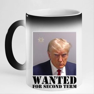 Trump Mugshot Wanted For Second Term 11oz Black Color Changing Mug