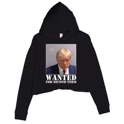 Trump Mugshot Wanted For Second Term Crop Fleece Hoodie