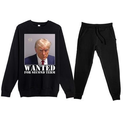 Trump Mugshot Wanted For Second Term Premium Crewneck Sweatsuit Set