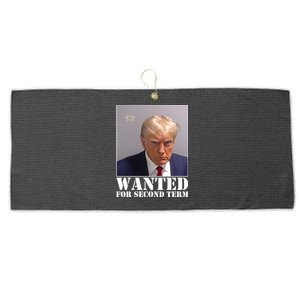 Trump Mugshot Wanted For Second Term Large Microfiber Waffle Golf Towel