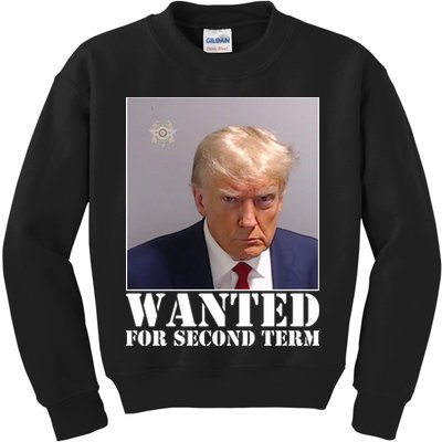 Trump Mugshot Wanted For Second Term Kids Sweatshirt