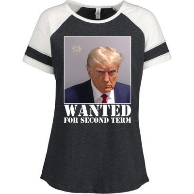 Trump Mugshot Wanted For Second Term Enza Ladies Jersey Colorblock Tee