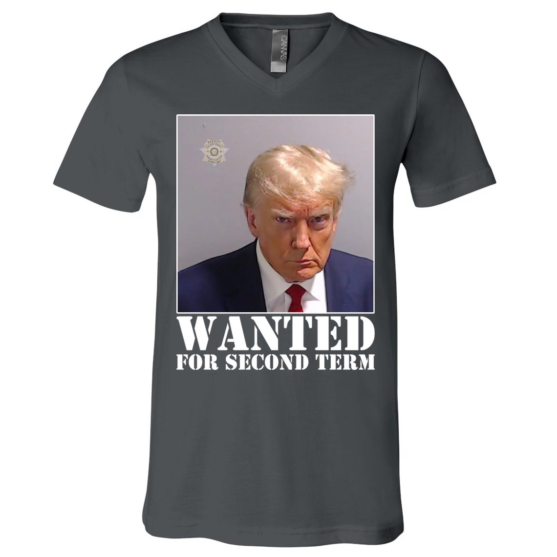 Trump Mugshot Wanted For Second Term V-Neck T-Shirt